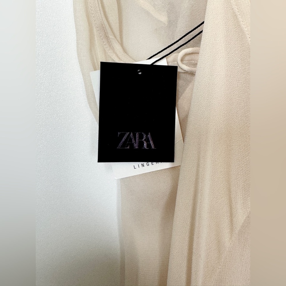 Zara Limited Edition Embroidered Beaded V-Neck Ivory Slip Maxi Dress 7521/652204 - Picture 5 of 15